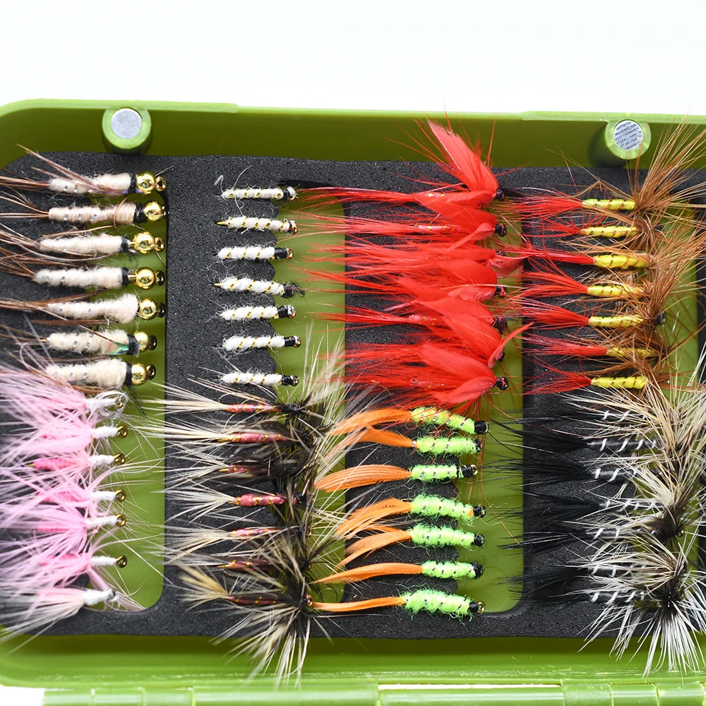 Fly Fishing Flies Kit, 40-56Pcs Handmade Fly Fishing Gear With Dry/Wet Flies, Streamers, Fly Assortment Trout Bass Flies Set