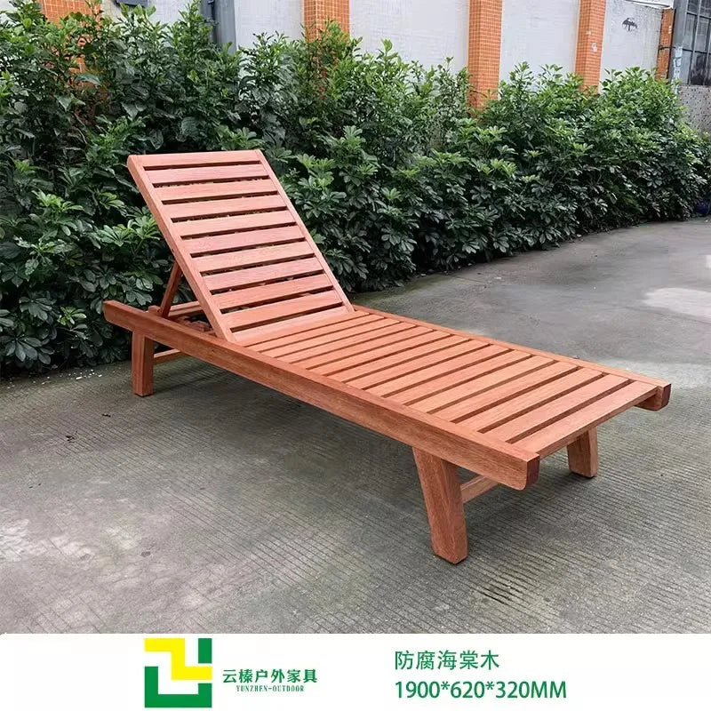 Outdoor courtyard bed outdoor solid wood lounger balcony garden villa seaside swimming pool leisure preservative wood beach chai