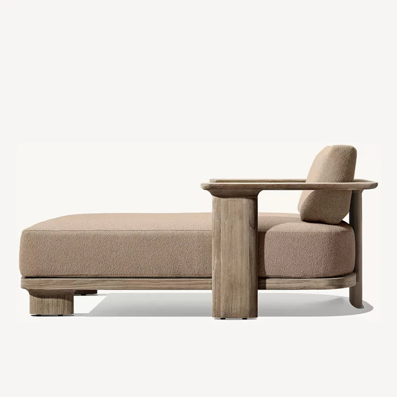 Outdoor Teak Furniture Waterproof Fabric Wood Sun Lounger Poolside Teak Sunbed All Weather Teak Chaise Lounge Charis