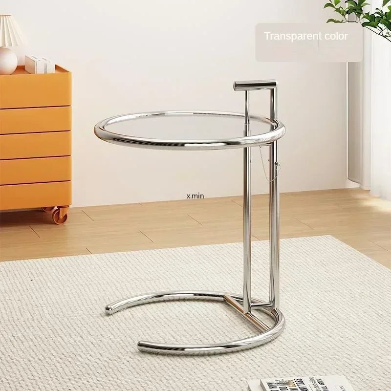 Transparent Glass Tables Creative Lift Coffee Table Simple Sofa Tables Nordic Designer C-Shaped Table Geometric Round Table