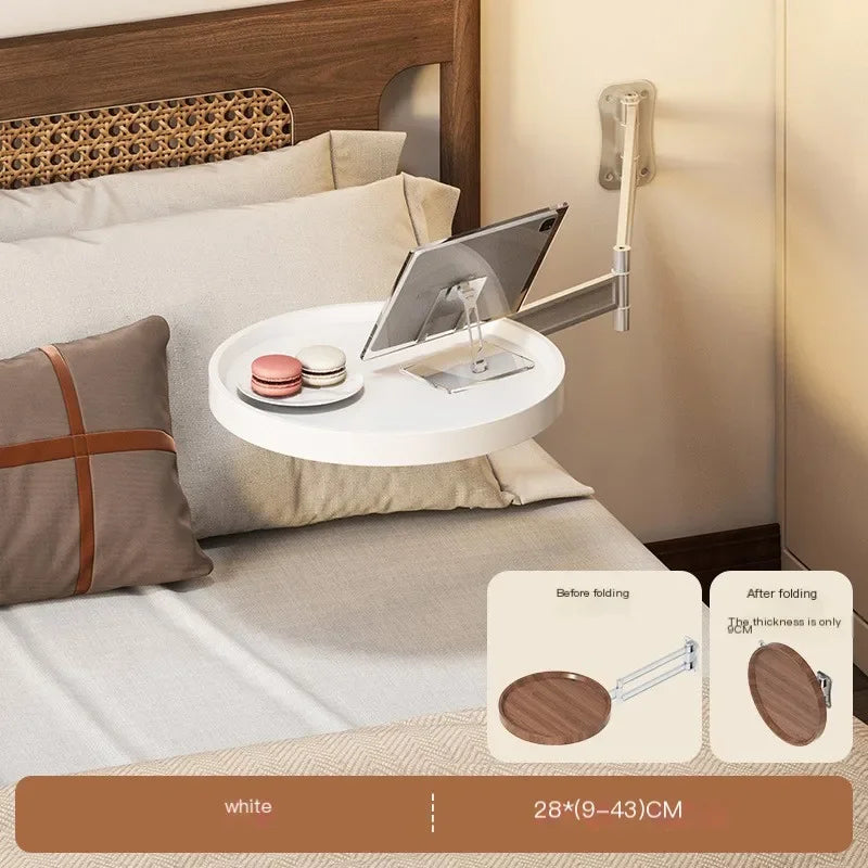 Bedhead Wall Mounted Storage Table Foldable Tea Table Round Table Creative Home Bedhead Table Convenient Simple Suspended Table