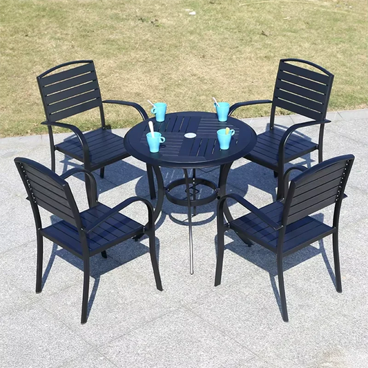 Round/Square Outdoor Table Garden Table Modern Dining Wood-plastic Table Outdoor Leisure Courtyard Villa Long Table