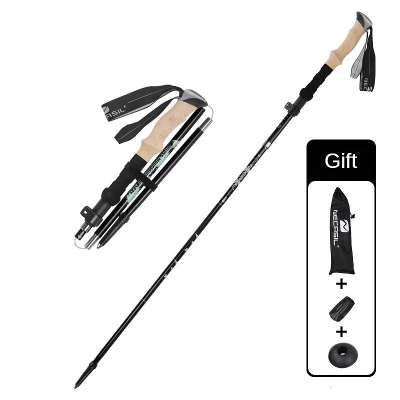 Collapsible Hiking Stick-Lightweight,Foldable Retractable Trekking Poles with Adjustable Heights-Walking Backpacking,Camping
