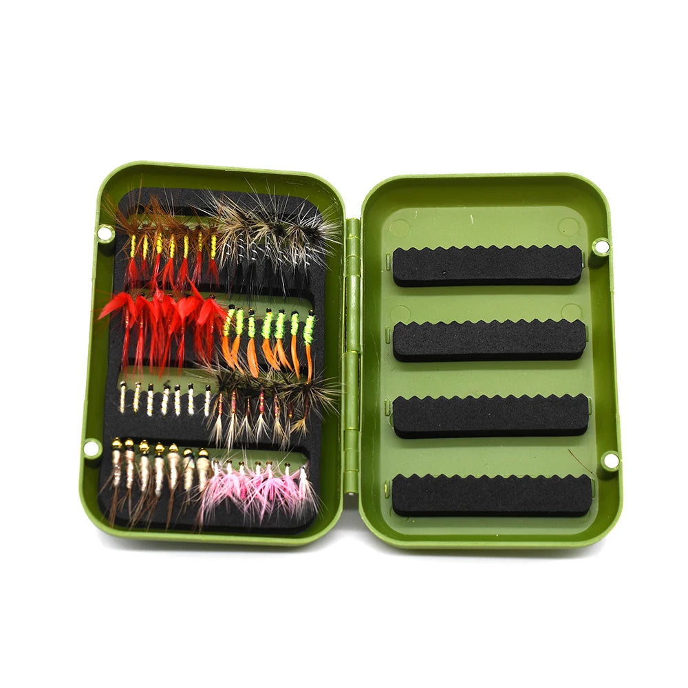 Fly Fishing Flies Kit, 40-56Pcs Handmade Fly Fishing Gear With Dry/Wet Flies, Streamers, Fly Assortment Trout Bass Flies Set