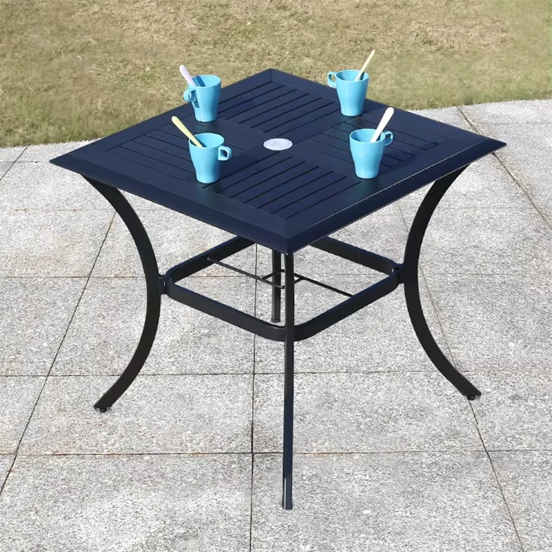 Round/Square Outdoor Table Garden Table Modern Dining Wood-plastic Table Outdoor Leisure Courtyard Villa Long Table
