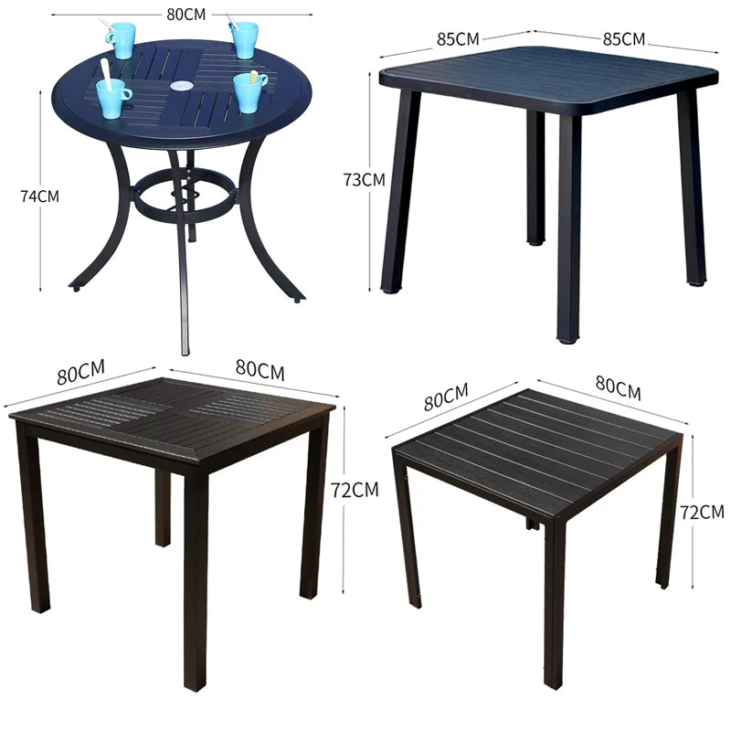 Round/Square Outdoor Table Garden Table Modern Dining Wood-plastic Table Outdoor Leisure Courtyard Villa Long Table
