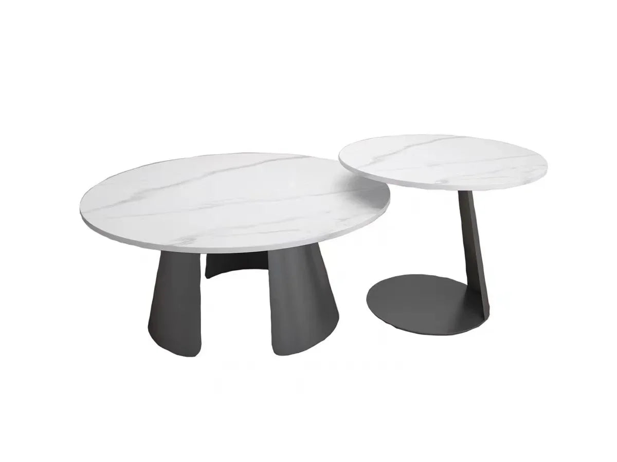 Light Luxury Modern Round Tea Coffee Tables Simple Slate Center Tables Sofa Side Tables for Living Room Home Creative Furniture