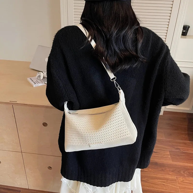 2025  Hand-woven Bags for Women, Foreign-style Knitted Shoulder Bags Textured Messenger Commuter Bags, Niche Design Women's Bags