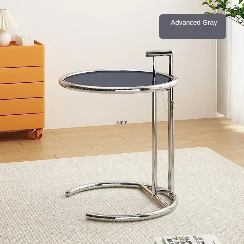 Transparent Glass Tables Creative Lift Coffee Table Simple Sofa Tables Nordic Designer C-Shaped Table Geometric Round Table