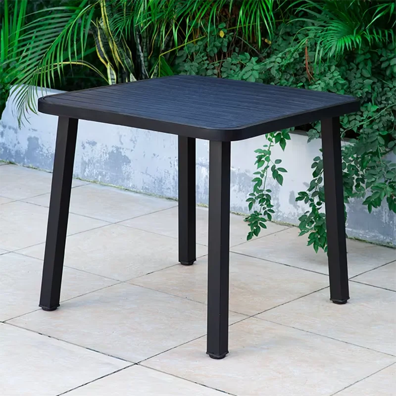 Round/Square Outdoor Table Garden Table Modern Dining Wood-plastic Table Outdoor Leisure Courtyard Villa Long Table