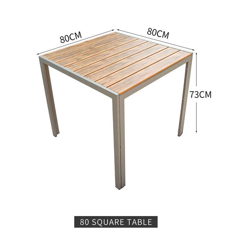 Modern Plastic Wood Outside Dining Table Aluminum Fram Garden Table Lawn Furniture Outdoor Tables For Restaurant