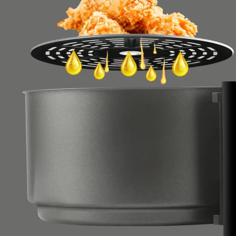 6.8L large-capacity air fryer, knob switch, food-grade non-stick coating, healthy cooking, 1-hour timer, dual-purpose for baking