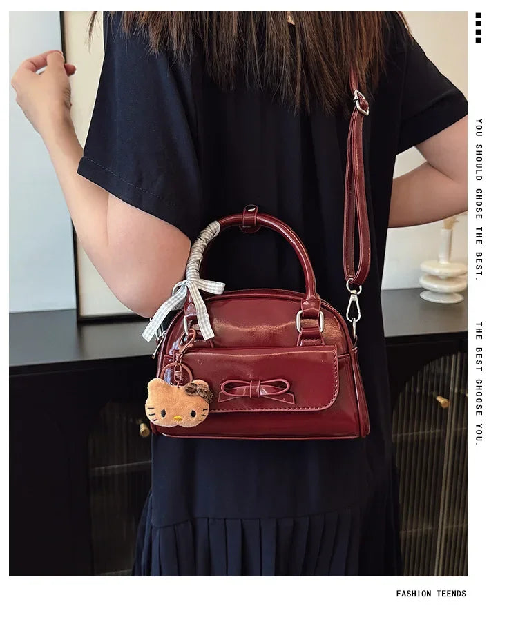 Women's Bowling Bag with Bowknot, New Stylish, Simple Elegant, Handheld/Crossbody/Shoulder