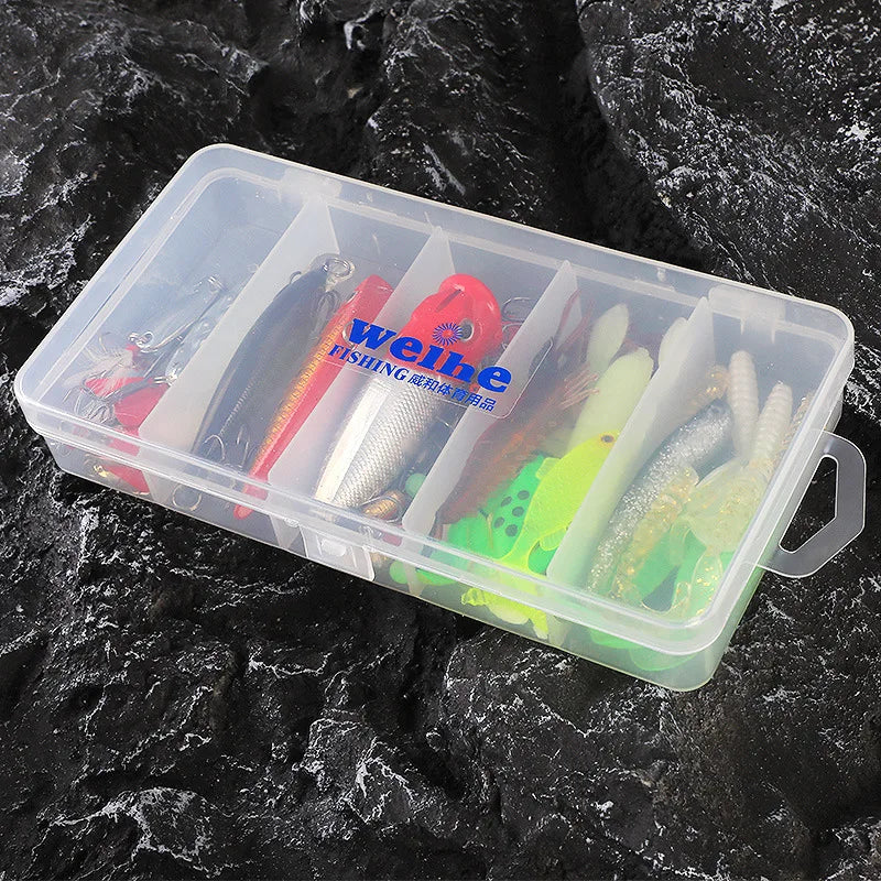 Fishing Lure Kit 78 Pieces Complete Set Minnow VIB Metal Artificial Lures Spoons Soft Bait Jig Head Worm Hook