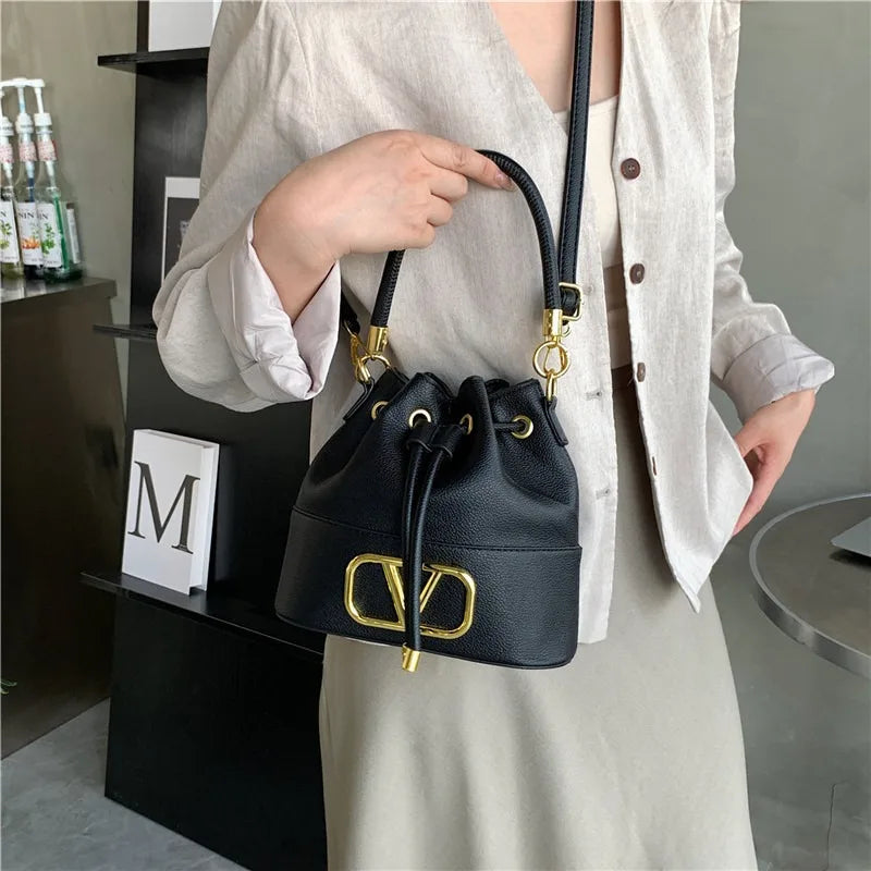 Women's Bucket Bag - Basket-style Fukubukuro,Soft Leather Minimalist, Fashionable Versatile,Shoulder Crossbody Handheld Stylish