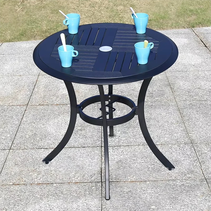 Round/Square Outdoor Table Garden Table Modern Dining Wood-plastic Table Outdoor Leisure Courtyard Villa Long Table