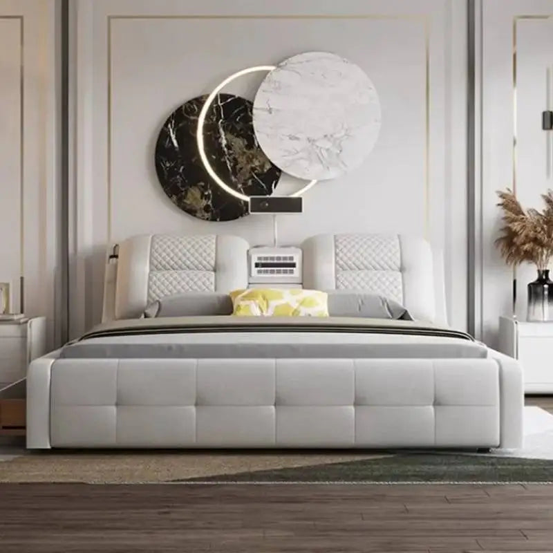 King Aesthetic Unique Double Bed Frame Master Frames Modern Twin Double Bed Frame Wood Multifunctional Cama Casal Home Furniture
