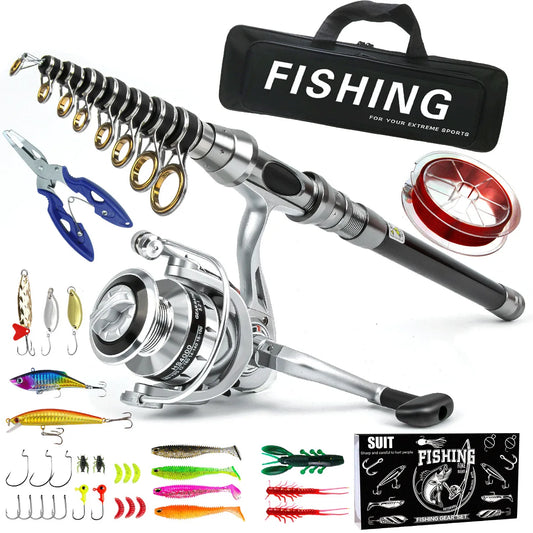 Fishing gear rod and wheel set Far throw Luya sea fishing rod and reel combination telescopic spinning rod