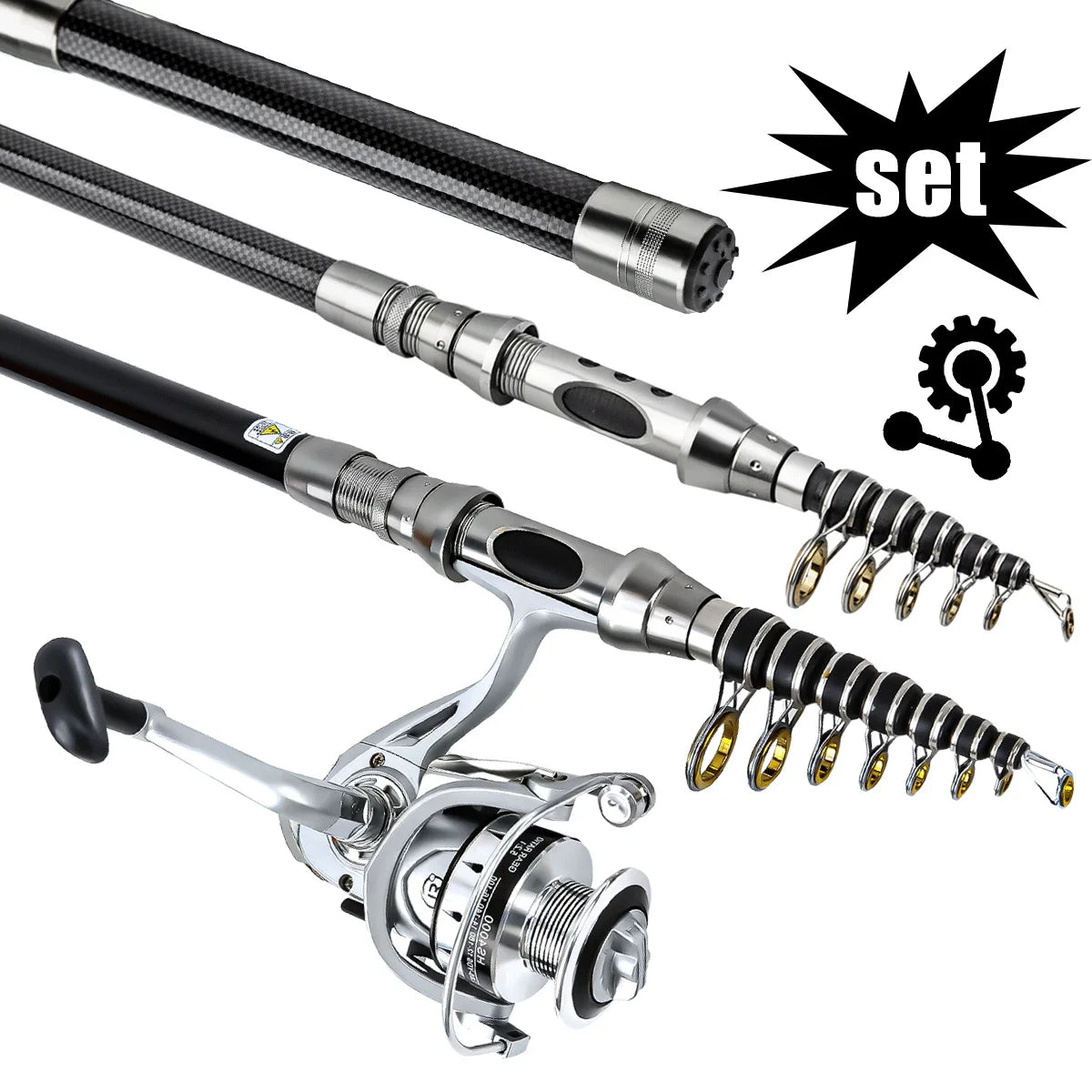 Fishing gear rod and wheel set Far throw Luya sea fishing rod and reel combination telescopic spinning rod