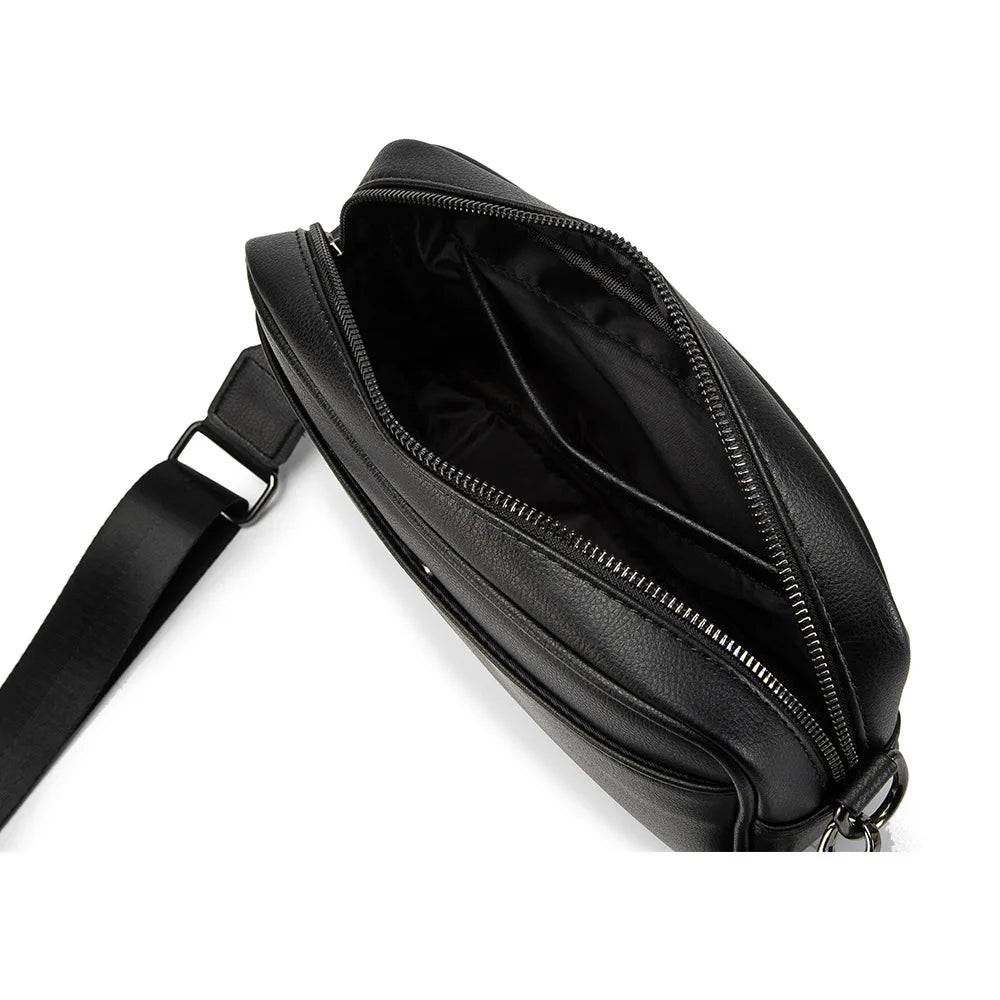 Casual Solid Men's Crossbody Bag Messenger Bag Mens PU Leather Crossbody Shoulder Bags Male Handbag Bags Cross Body Ba