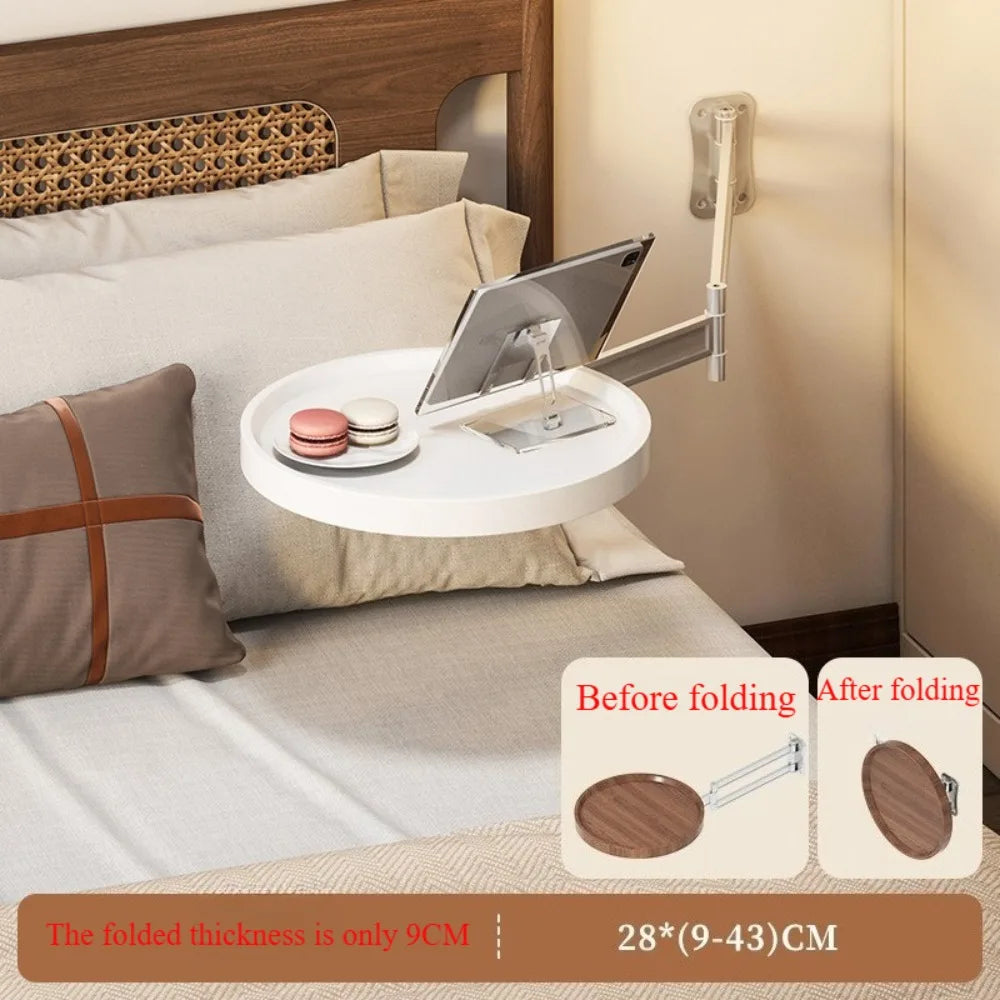 Bedhead Wall Mounted Storage Table Foldable Tea Table Round Table Creative Home Bedhead Table Convenient Simple Suspended Table