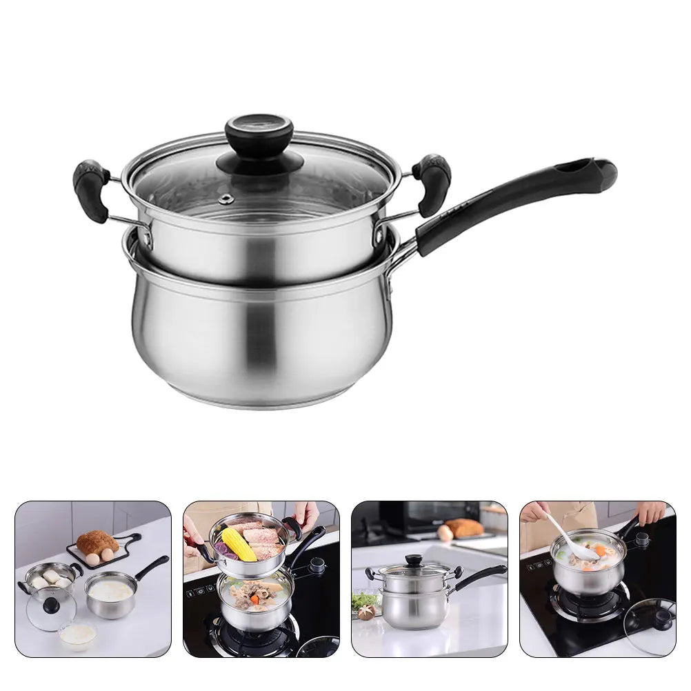 Stainless Steel Milk Pot Non stick Easy Clean Multi functional Cooking Pan for Baby Food Milk Sauces Instant Noodles Stew Pot