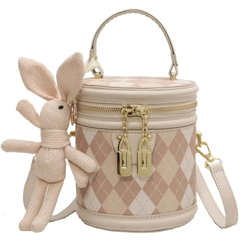 Women's Bag for Women Trend Fashion Luxury Designer Zipper Small Female Handbags femaleLeather Bucket Shoulder Bag With Pendant