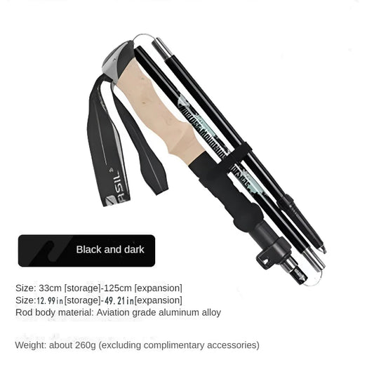 Collapsible Hiking Stick-Lightweight,Foldable Retractable Trekking Poles with Adjustable Heights-Walking Backpacking,Camping