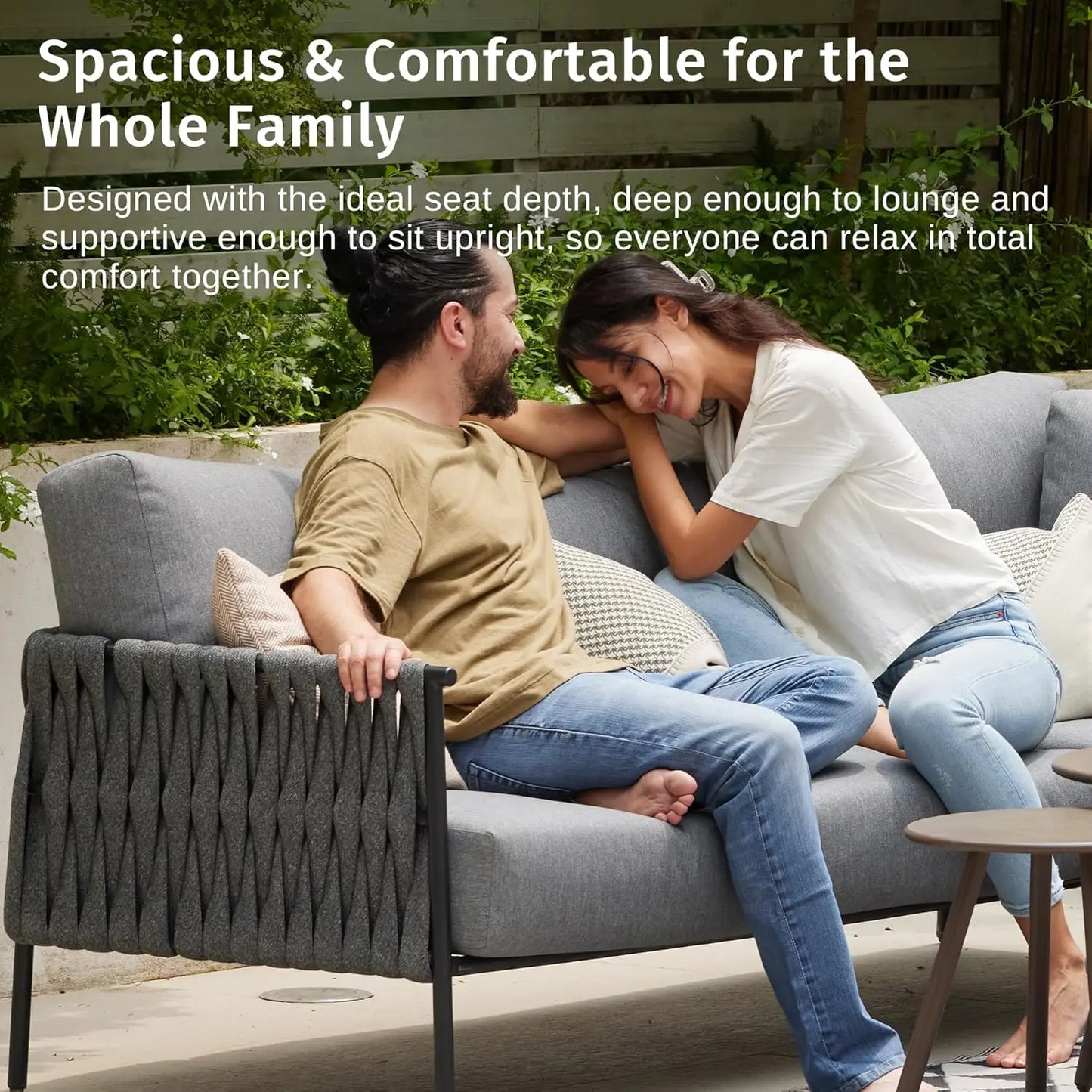 EAST OAK Outdoor Furniture | Life Chatter Loveseat | 2 Seater Sofa with 6.7" Thick Washable Cushions | Deep Seating Patio Furnit