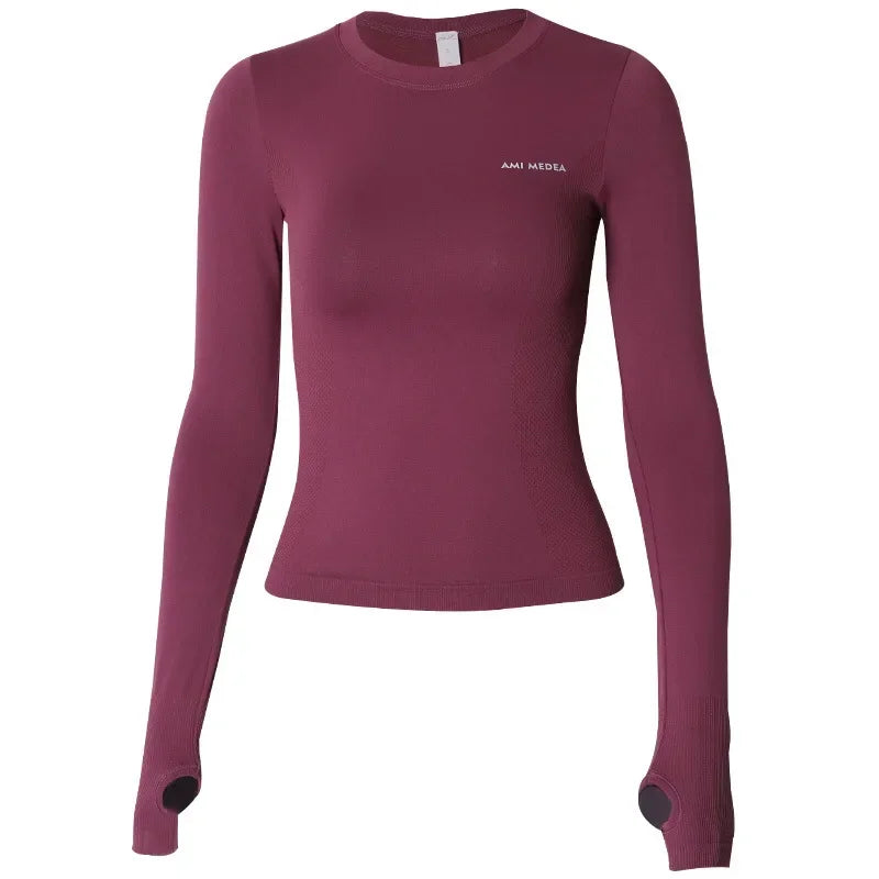 Fitness Tops Women Tight Sports Long Sleeve Slimming Yoga Running T-Shirts Gym Training Workout Shirt Comfortable Training Cloth