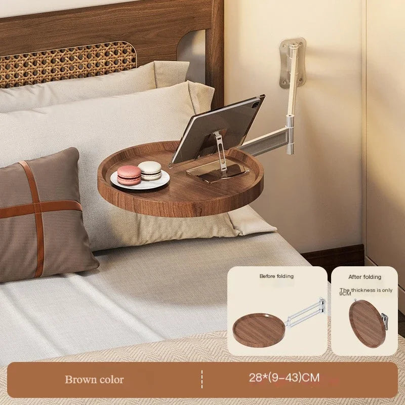 Bedhead Wall Mounted Storage Table Foldable Tea Table Round Table Creative Home Bedhead Table Convenient Simple Suspended Table