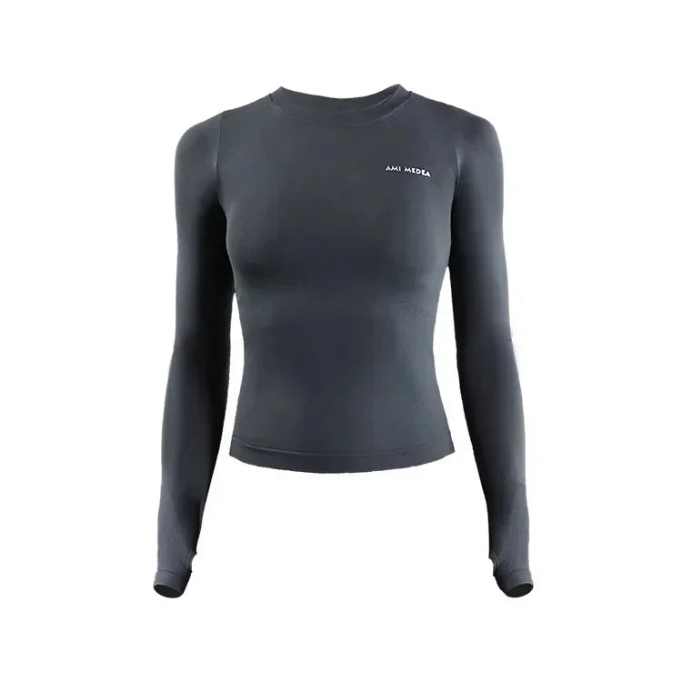 Fitness Tops Women Tight Sports Long Sleeve Slimming Yoga Running T-Shirts Gym Training Workout Shirt Comfortable Training Cloth