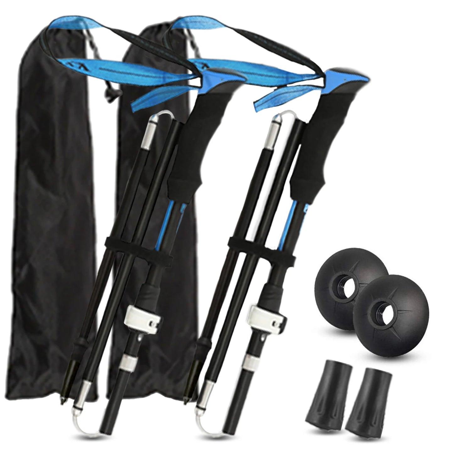 Aluminum Alloy Folding Trekking Pole Straight Handle Adjustable Outdoor Climbing Equipment Hiking Stick Trekking Pole