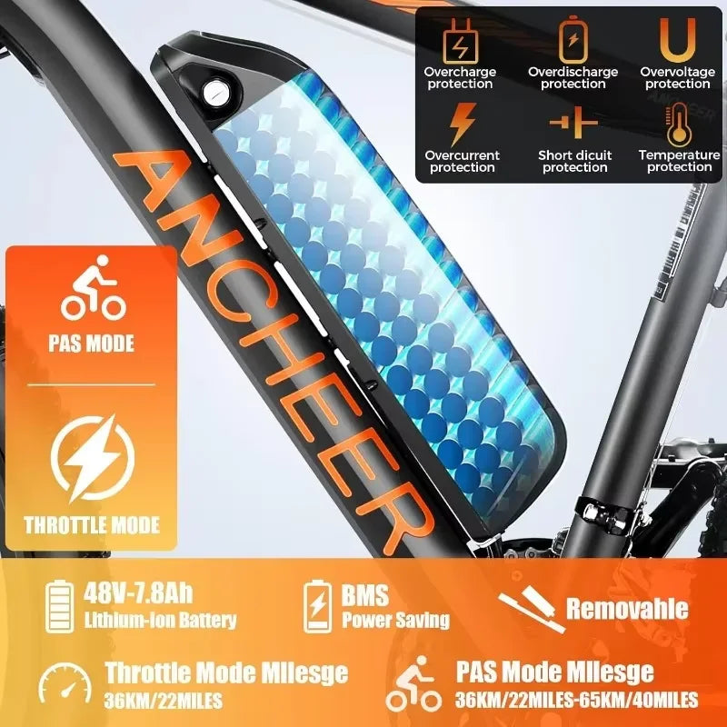NEW Electric Bike for Adults, Electric Mountain Bike, 26" Sunshine Commuter Ebike, LCD Display, 21Speed
