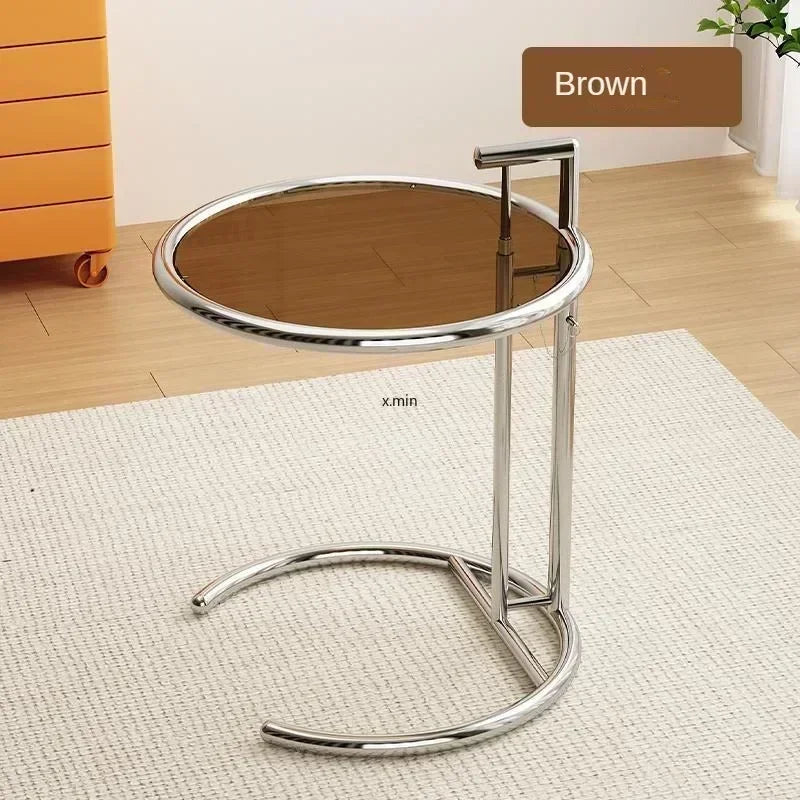 Transparent Glass Tables Creative Lift Coffee Table Simple Sofa Tables Nordic Designer C-Shaped Table Geometric Round Table