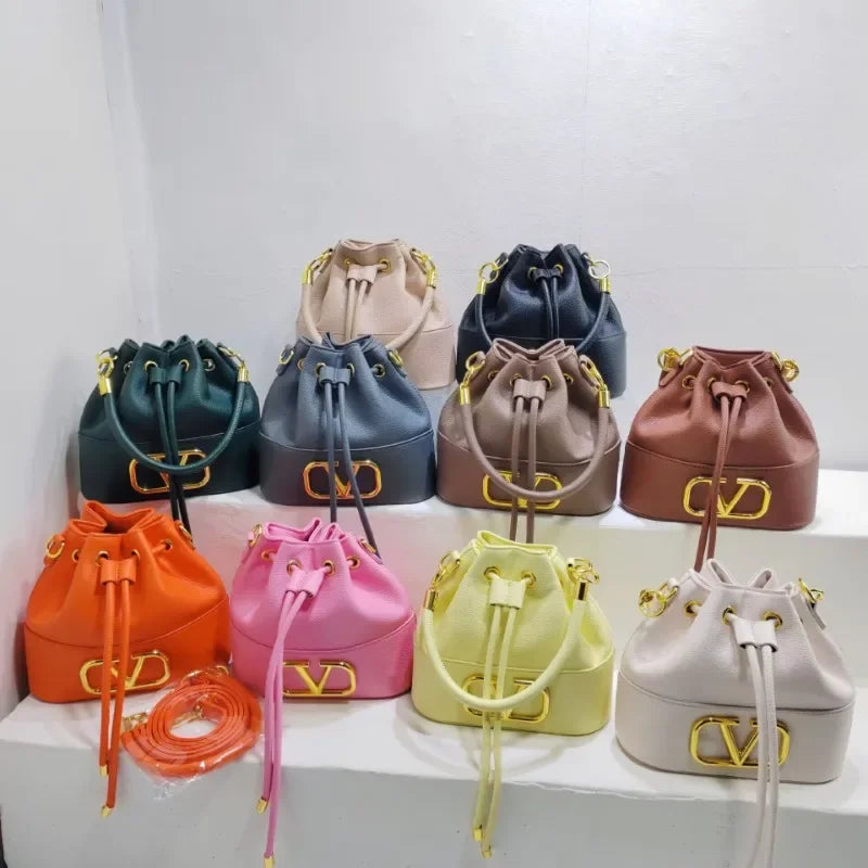 Women's Bucket Bag - Basket-style Fukubukuro,Soft Leather Minimalist, Fashionable Versatile,Shoulder Crossbody Handheld Stylish
