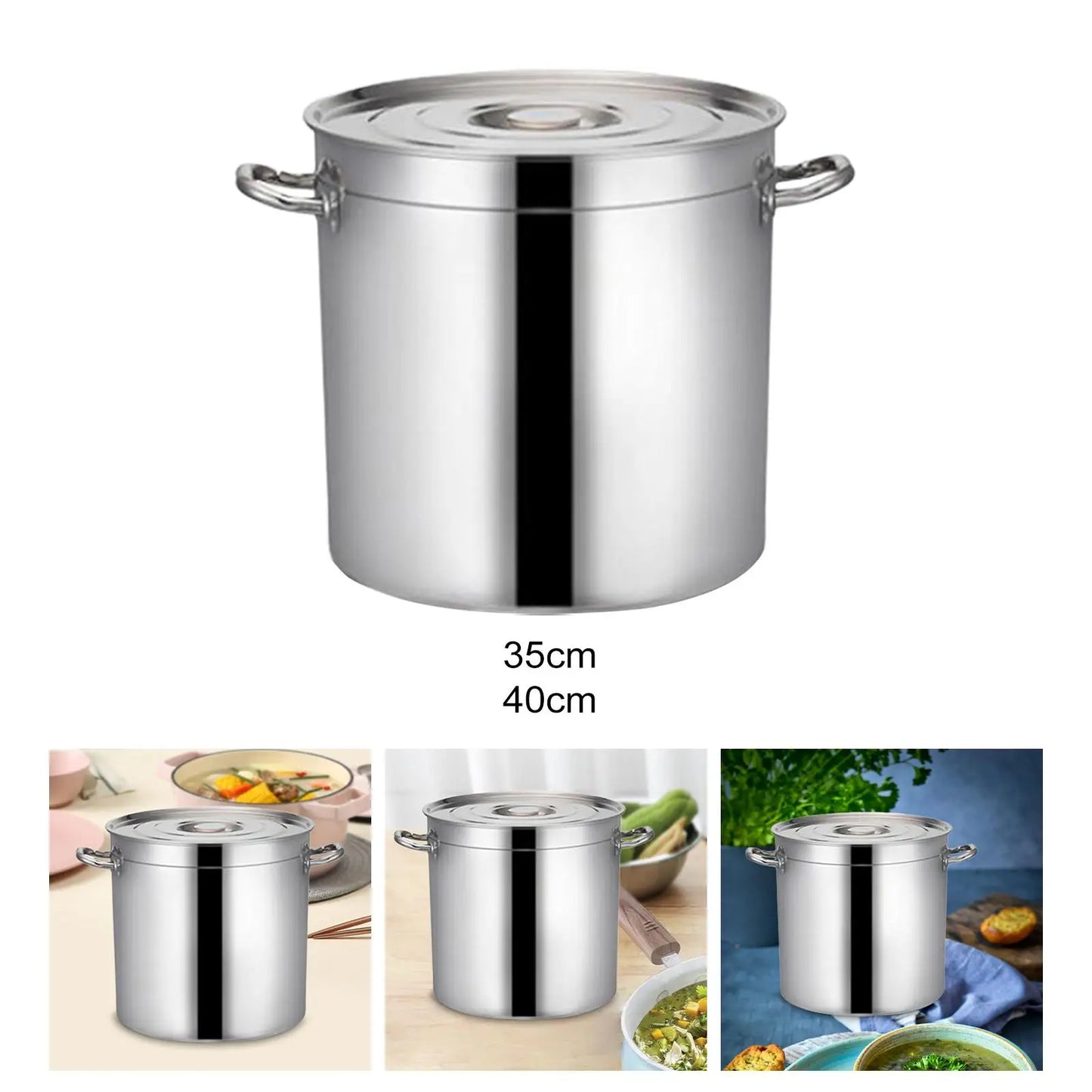 Stainless Steel Stockpot Induction Pots Oil Bucket Easy to Clean with Handle, Kitchen Soup Pot Canning Pasta Large Pot for Hotel