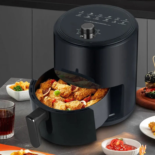 6.8L large-capacity air fryer, knob switch, food-grade non-stick coating, healthy cooking, 1-hour timer, dual-purpose for baking