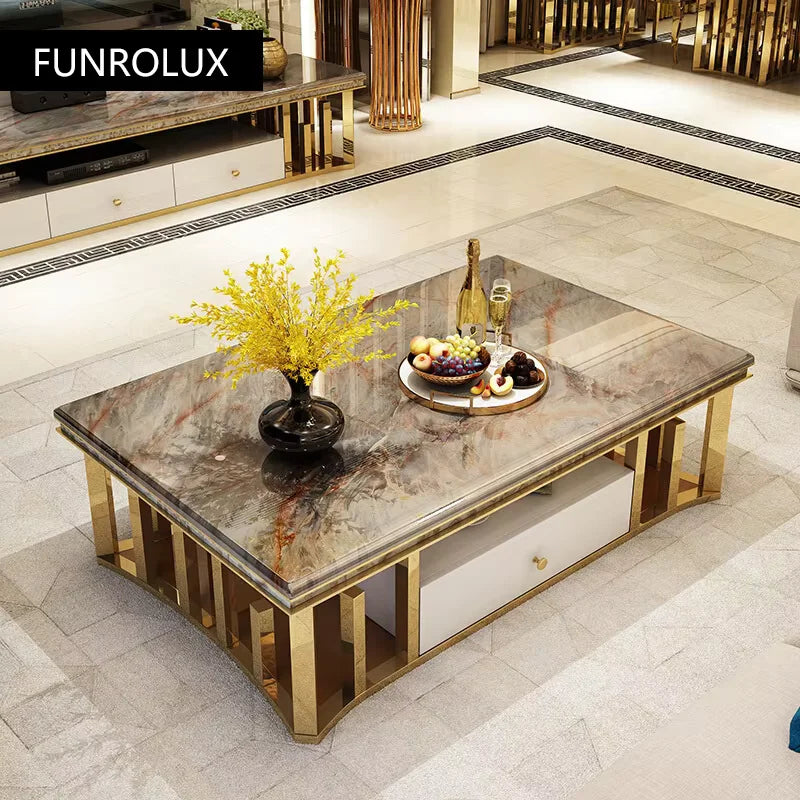 Modern Marble Coffee Table Tv Cabinet Combination Simple Modern Living  Apartment Creative Rectangle Small Tea Table Sets
