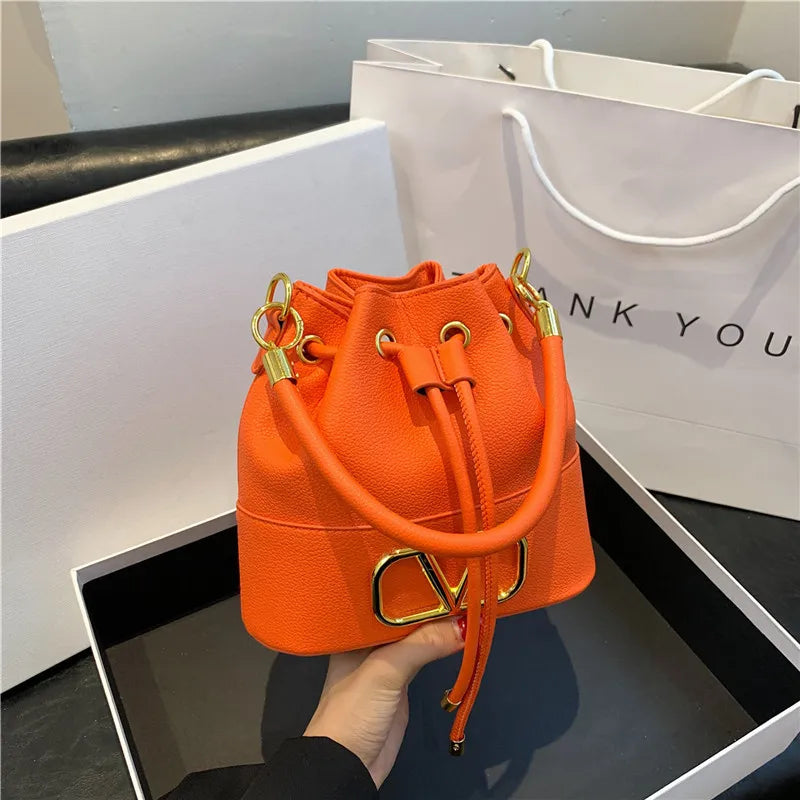 Women's Bucket Bag - Basket-style Fukubukuro,Soft Leather Minimalist, Fashionable Versatile,Shoulder Crossbody Handheld Stylish