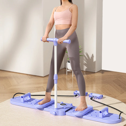 Fitness Ski Machine Simulated Ski Trainer with Handle & Pull Rope Pelvic Floor Muscle Exercise Equipment for Full Body Workout