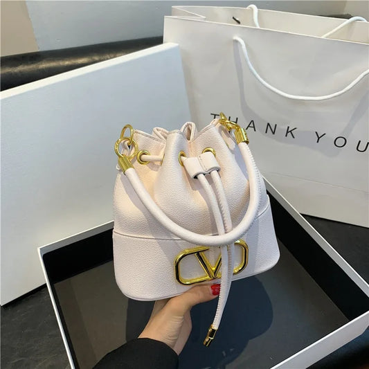Women's Bucket Bag - Basket-style Fukubukuro,Soft Leather Minimalist, Fashionable Versatile,Shoulder Crossbody Handheld Stylish