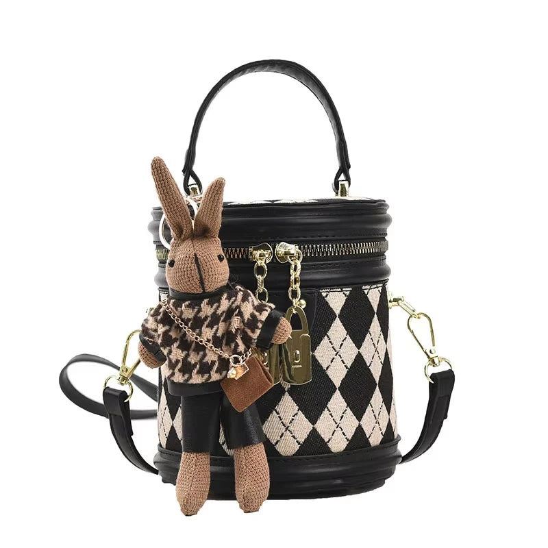 Women's Bag for Women Trend Fashion Luxury Designer Zipper Small Female Handbags femaleLeather Bucket Shoulder Bag With Pendant