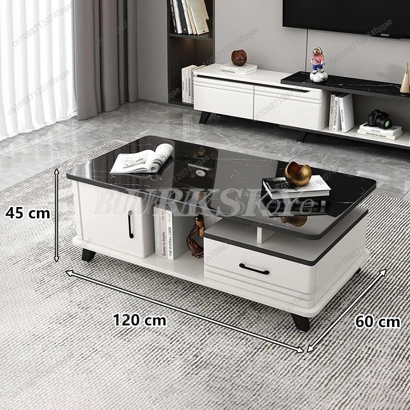 Coffee table living room home light luxury modern simple coffee table TV cabinet combination apartment tempered Glass table