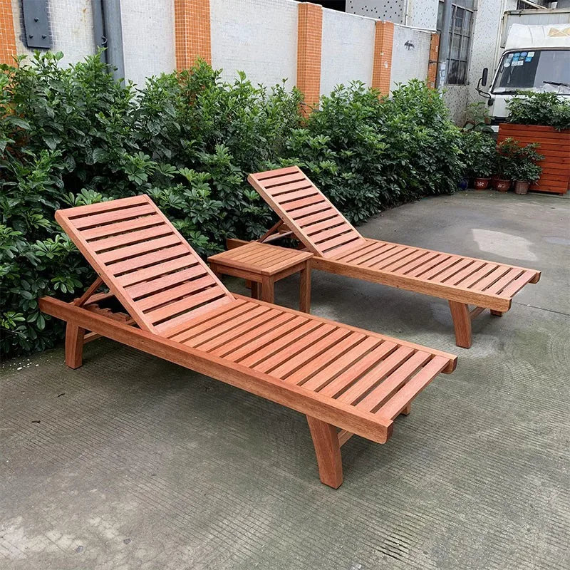 Outdoor courtyard bed outdoor solid wood lounger balcony garden villa seaside swimming pool leisure preservative wood beach chai