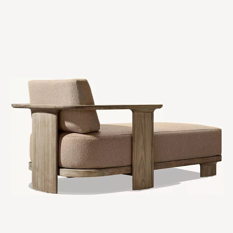 Outdoor Teak Furniture Waterproof Fabric Wood Sun Lounger Poolside Teak Sunbed All Weather Teak Chaise Lounge Charis