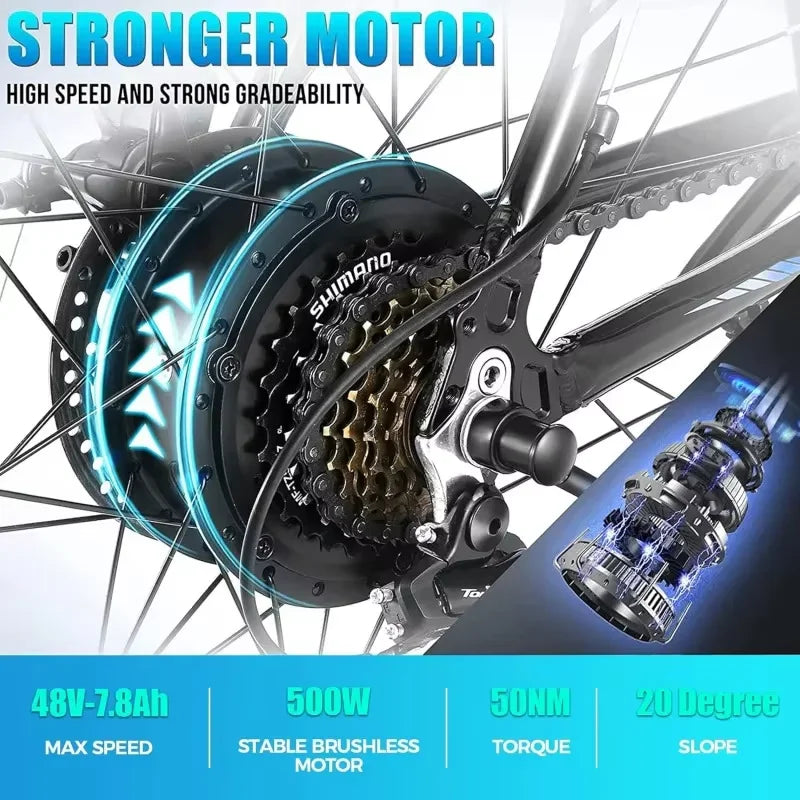 Q2XAANCHEER for Adults,[Peak 750W Motor] Mountain Bike,26" Sunshine Commuter Ebike,55 Miles 22MPH Electric