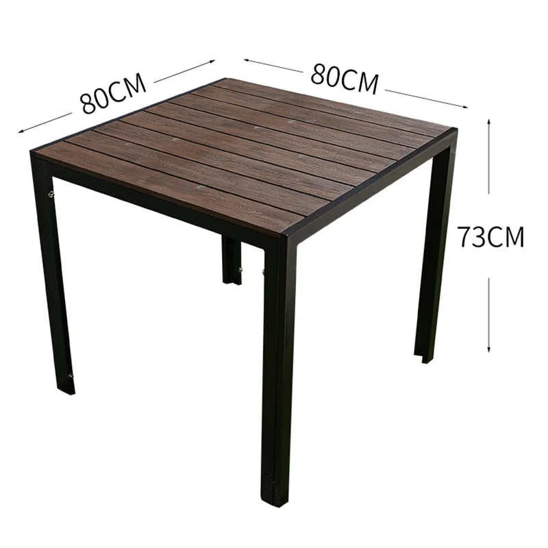 Modern Plastic Wood Outside Dining Table Aluminum Fram Garden Table Lawn Furniture Outdoor Tables For Restaurant