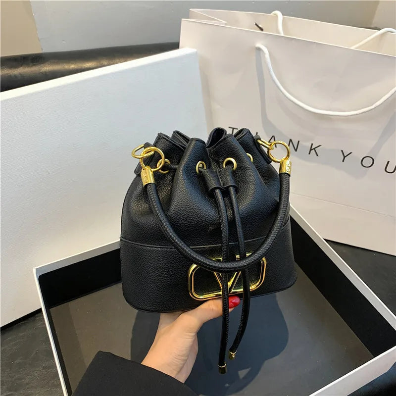 Women's Bucket Bag - Basket-style Fukubukuro,Soft Leather Minimalist, Fashionable Versatile,Shoulder Crossbody Handheld Stylish