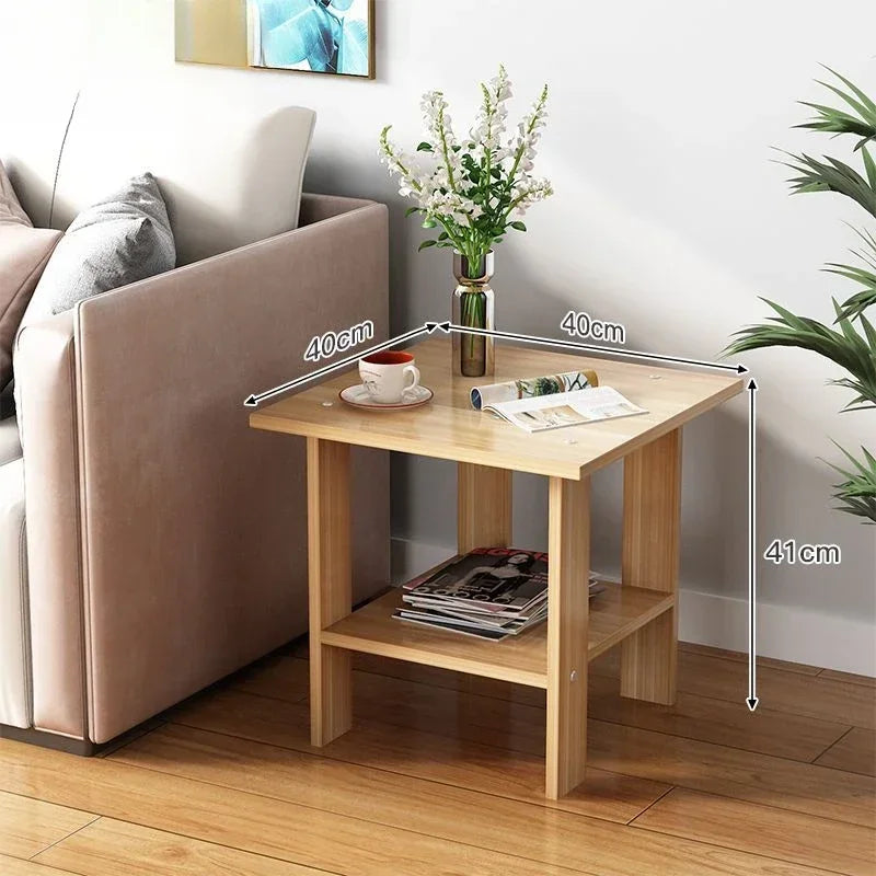 Home Small Table Living Room Small Coffee Table Bedroom Bedside Shelf Nordic Minimalist Tea Table Wooden Multifunctional Shelf